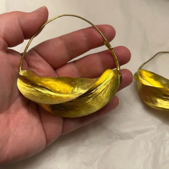 Extra Large Gold Hoop Earrings - Picture 2 of 4